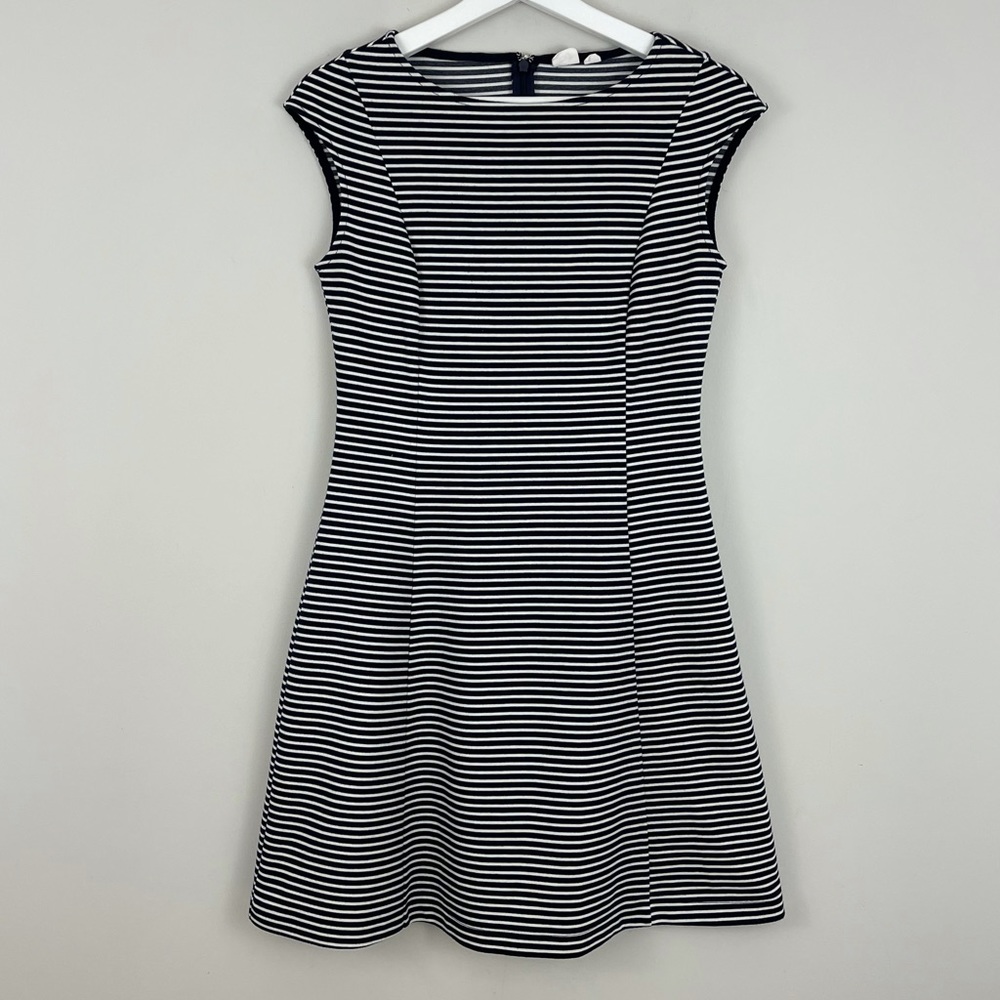 Gap Stripe Print Cap Sleeve Fit & Flare Dress